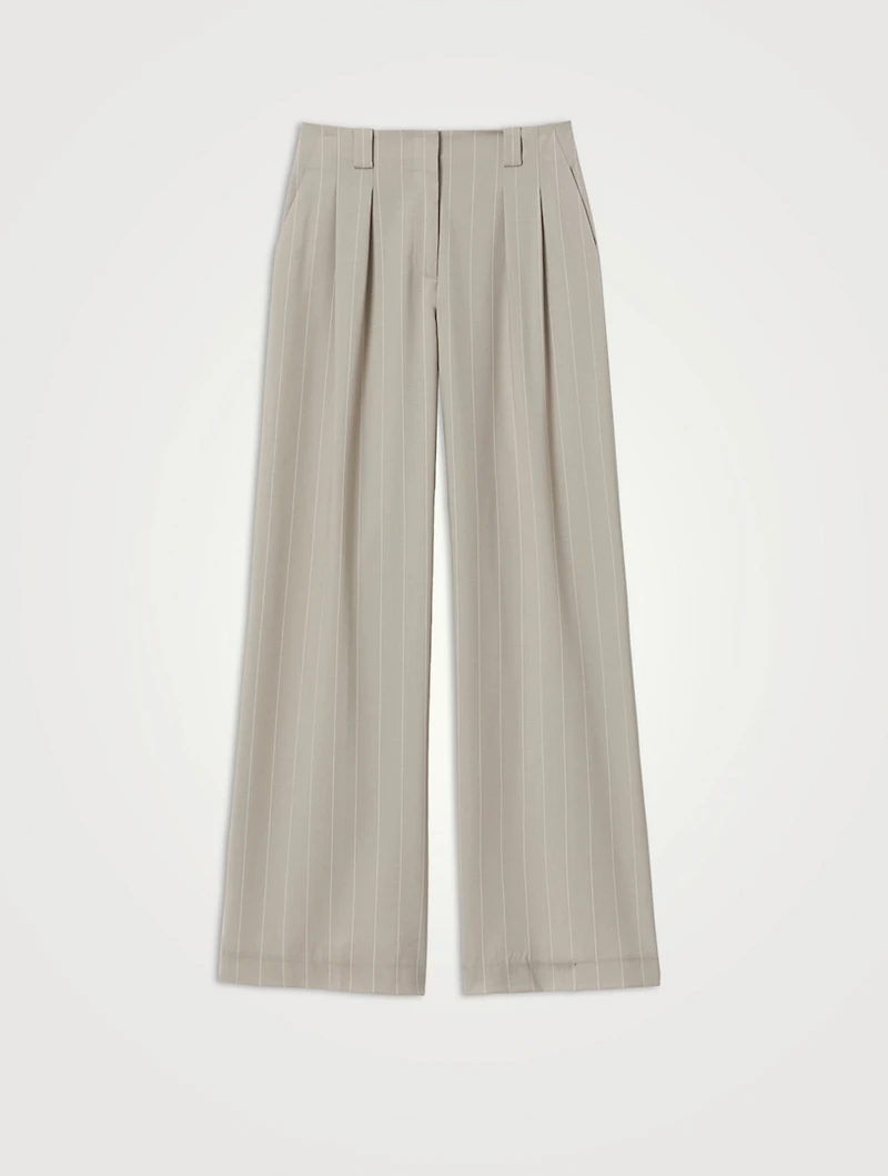 Wyatt Wide-Leg Trousers Pinstripe Print