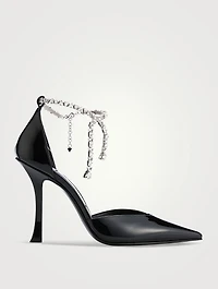 Stevie Patent Leather Pumps With Crystal Ankle Strap