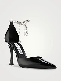 Stevie Patent Leather Pumps With Crystal Ankle Strap