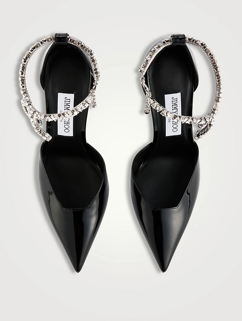 Stevie Patent Leather Pumps With Crystal Ankle Strap