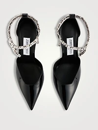 Stevie Patent Leather Pumps With Crystal Ankle Strap