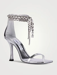Verity Metallic Leather Sandals With Crystal Cuff