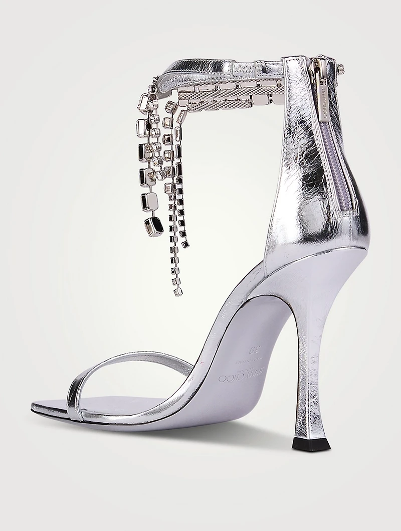 Verity Metallic Leather Sandals With Crystal Cuff
