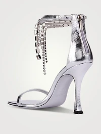 Verity Metallic Leather Sandals With Crystal Cuff