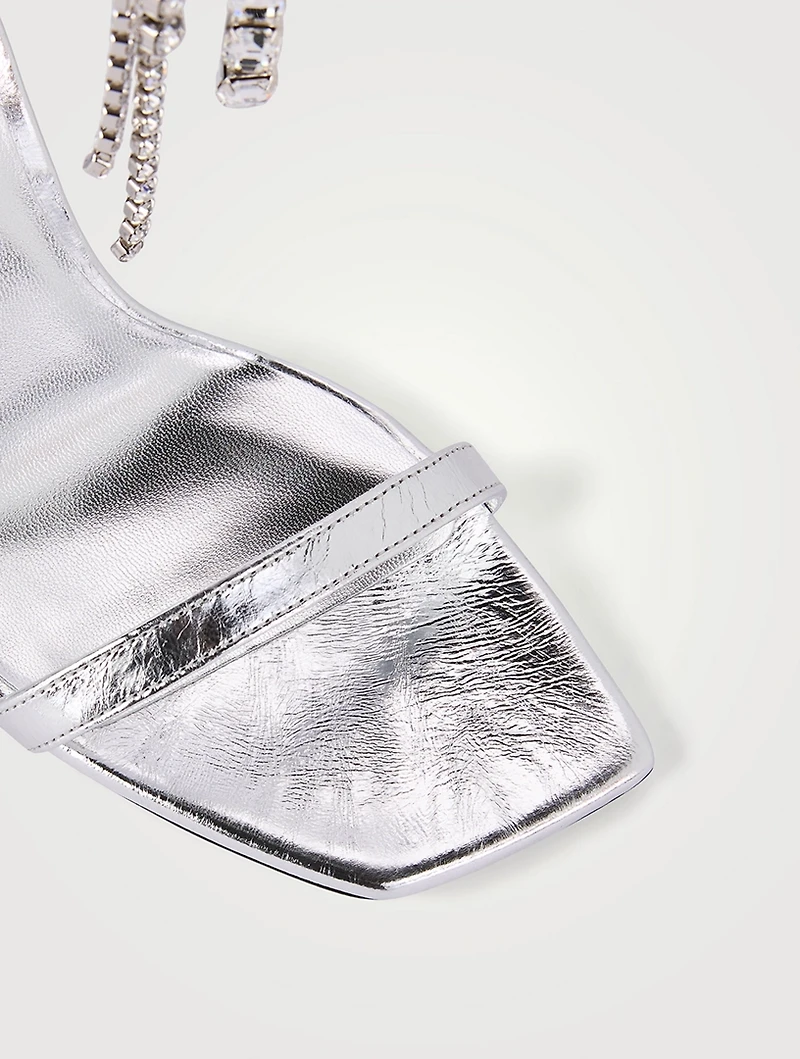 Verity Metallic Leather Sandals With Crystal Cuff