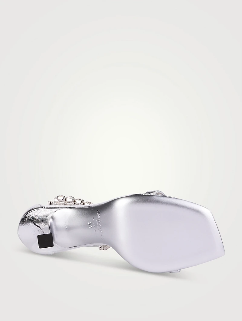 Verity Metallic Leather Sandals With Crystal Cuff