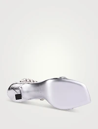 Verity Metallic Leather Sandals With Crystal Cuff