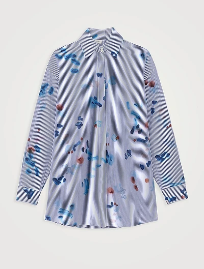 Portrait Oversized Poplin Shirt Stripe Print