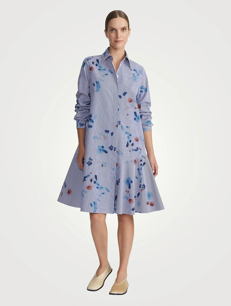 Poplin Shirt Dress Stripe Print