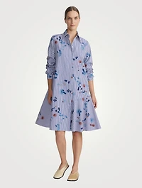 Poplin Shirt Dress Stripe Print