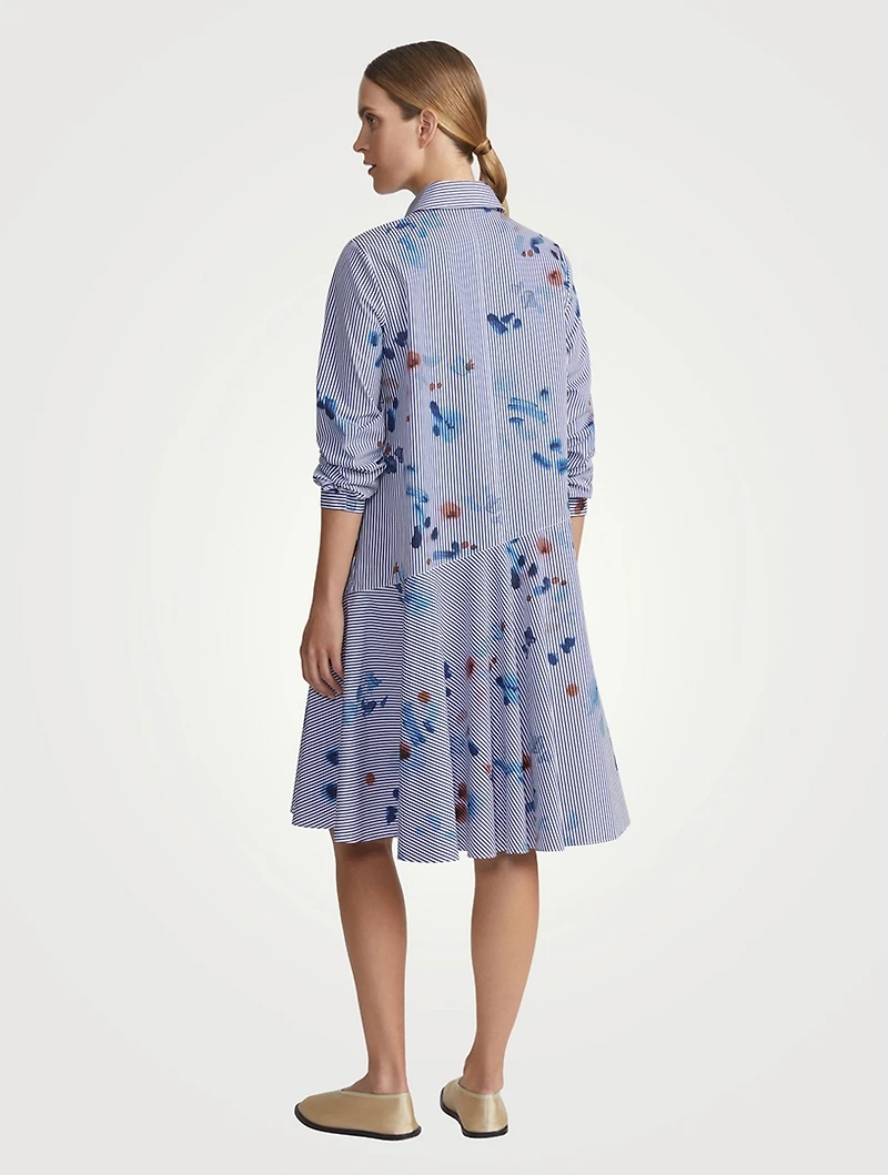 Poplin Shirt Dress Stripe Print