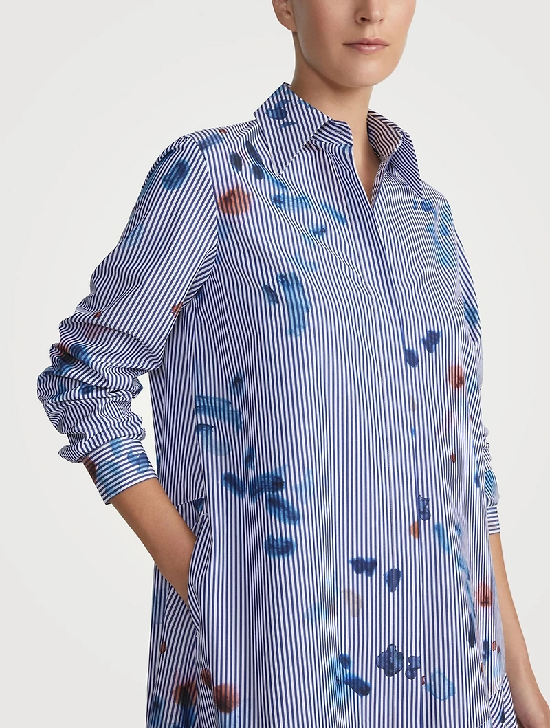 Poplin Shirt Dress Stripe Print