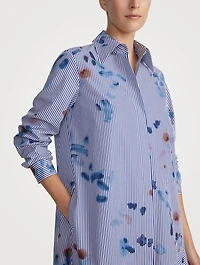 Poplin Shirt Dress Stripe Print