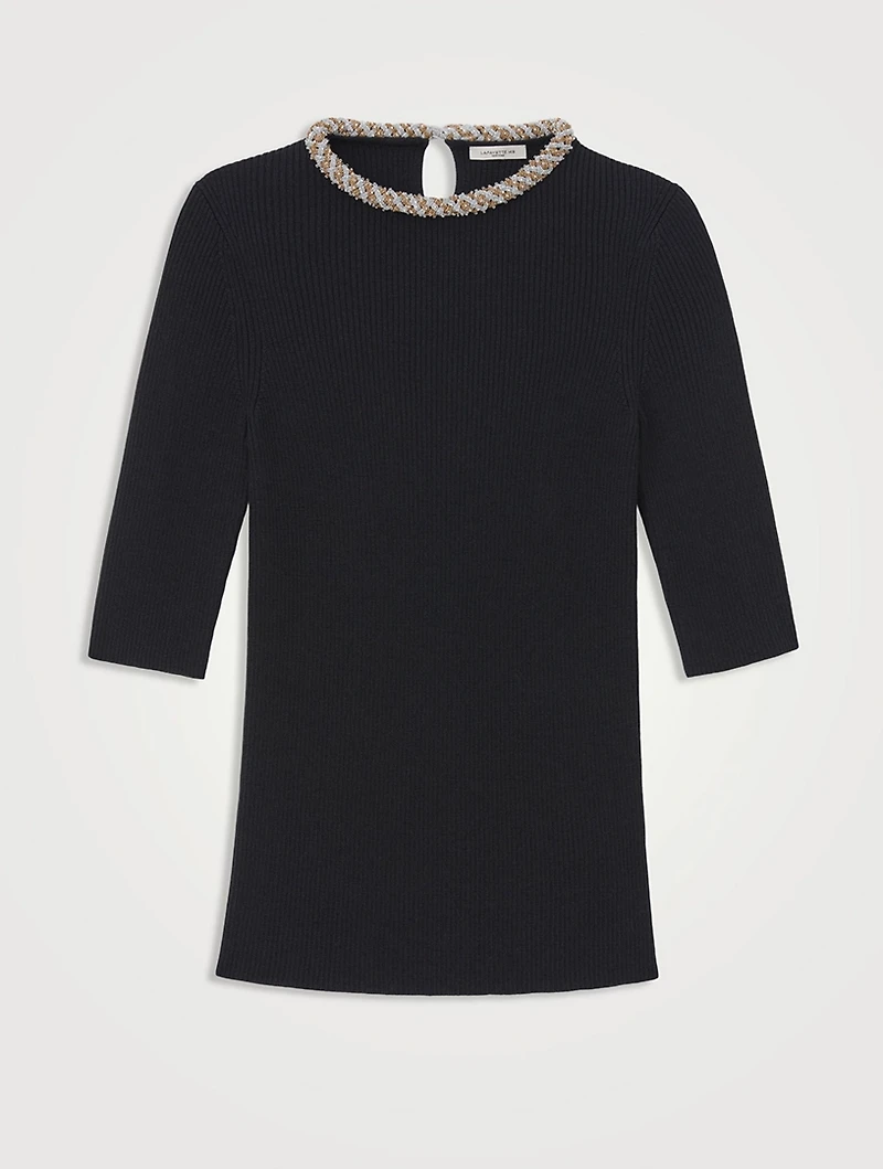 Beaded Wool Silk Top