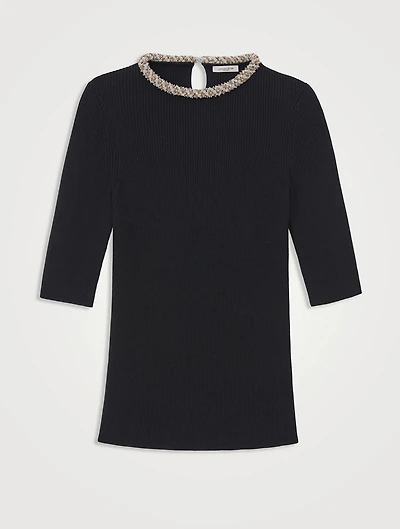 Beaded Wool Silk Top