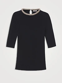 Beaded Wool Silk Top