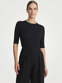 Beaded Wool Silk Top