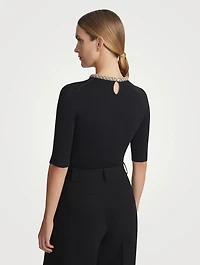 Beaded Wool Silk Top