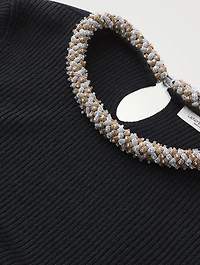 Beaded Wool Silk Top