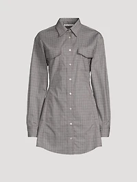 Cotton Shirt Dress Microcheck Print