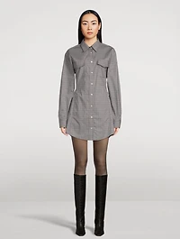 Cotton Shirt Dress Microcheck Print