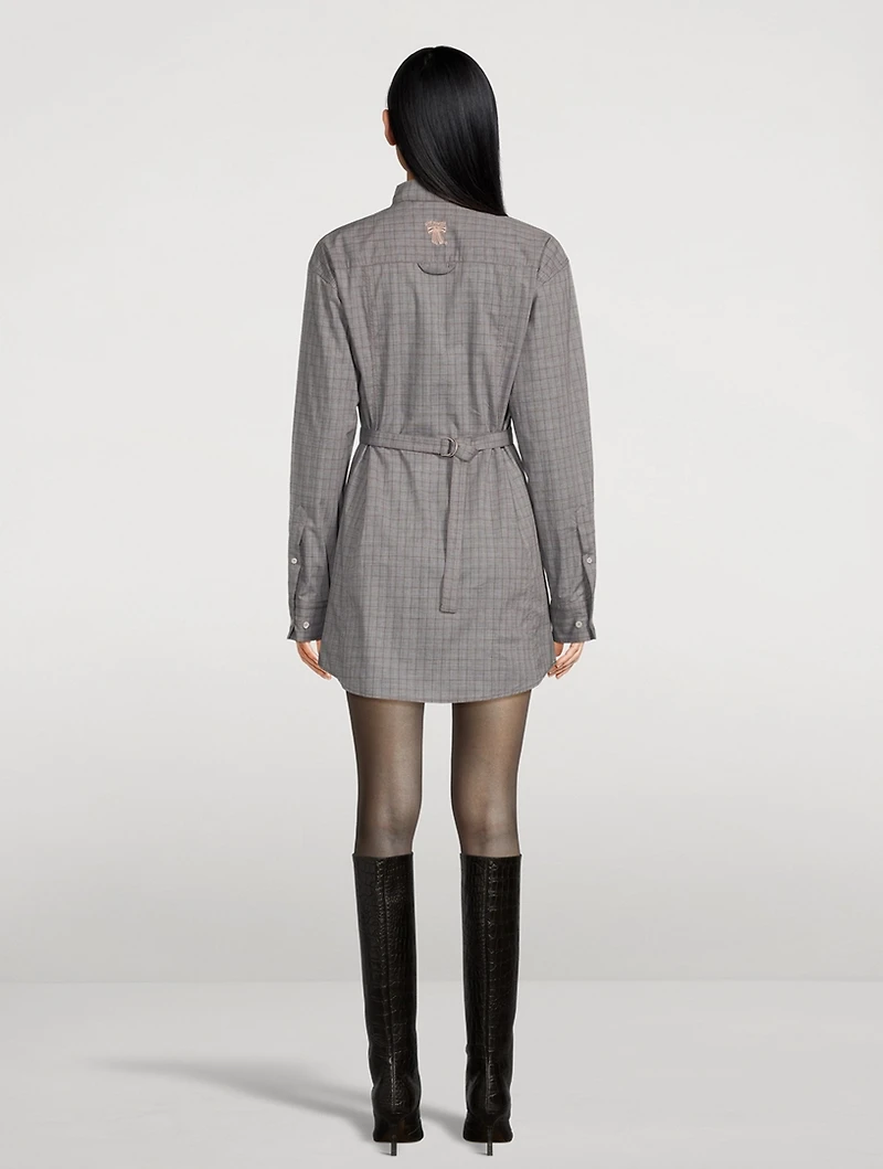 Cotton Shirt Dress Microcheck Print