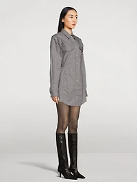 Cotton Shirt Dress Microcheck Print