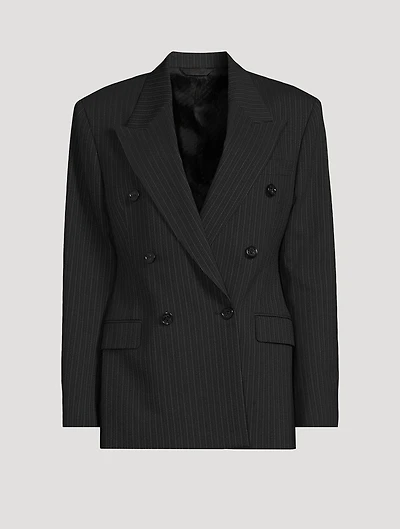 Double-Breasted Blazer Pinstripe Print