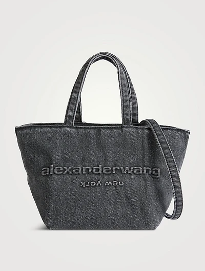 Small Punch Denim Crossbody Tote Bag