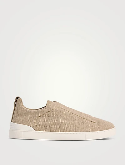 Triple Stitch Cotton And Linen Sneakers