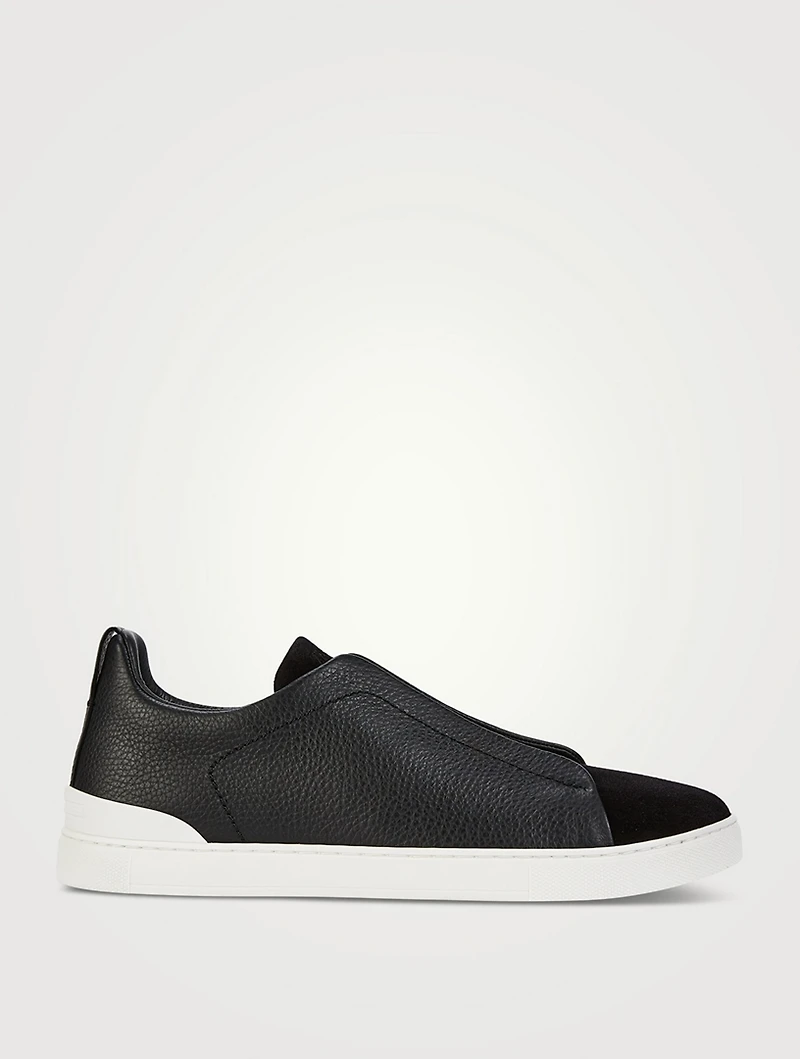 Triple Stitch Leather And Suede Sneakers
