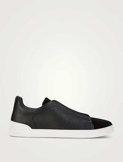 Triple Stitch Leather And Suede Sneakers