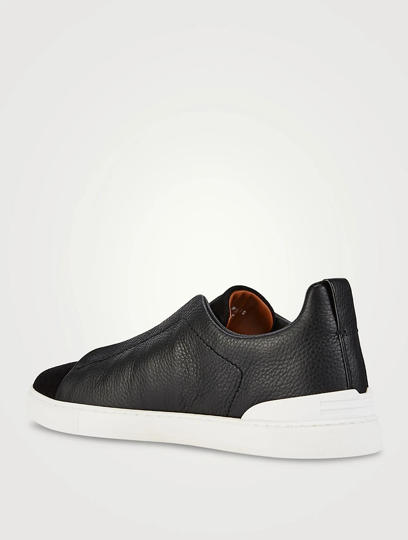 Triple Stitch Leather And Suede Sneakers
