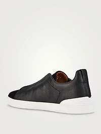 Triple Stitch Leather And Suede Sneakers