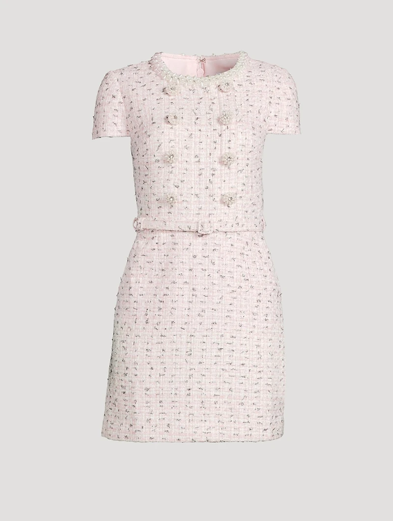 Belted Bouclé Mini Dress