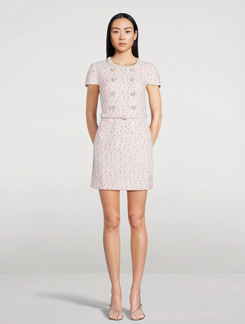 Belted Bouclé Mini Dress