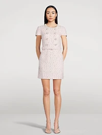 Belted Bouclé Mini Dress