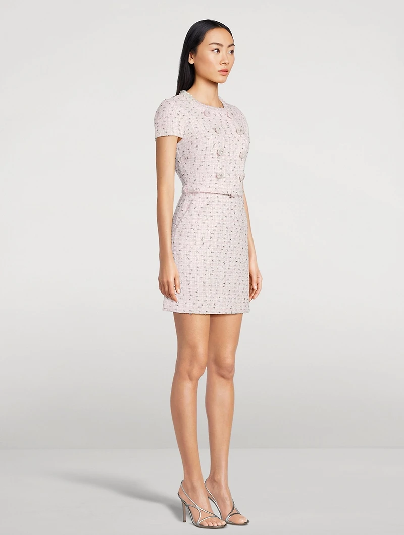 Belted Bouclé Mini Dress