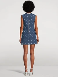 Crystal-Bow Denim Mini Dress