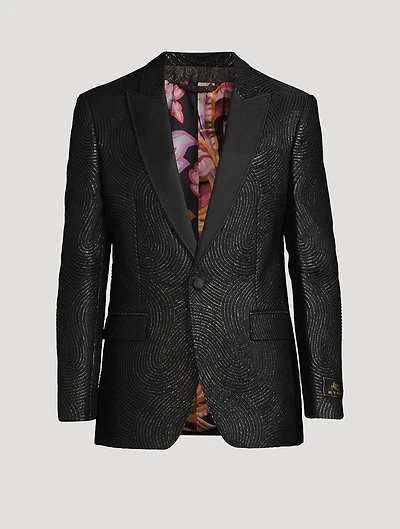 Single-Breasted Wavy Blazer Jacket