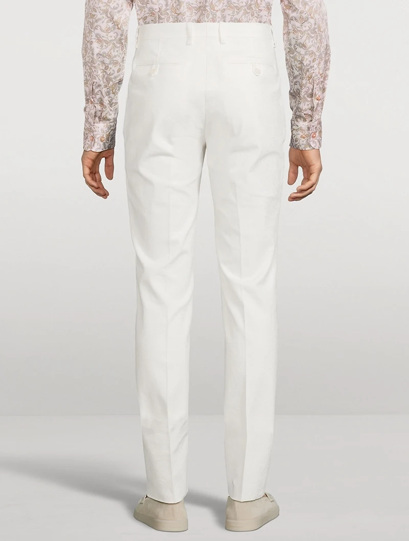 Foliage Jacquard Stretch Cotton Trousers