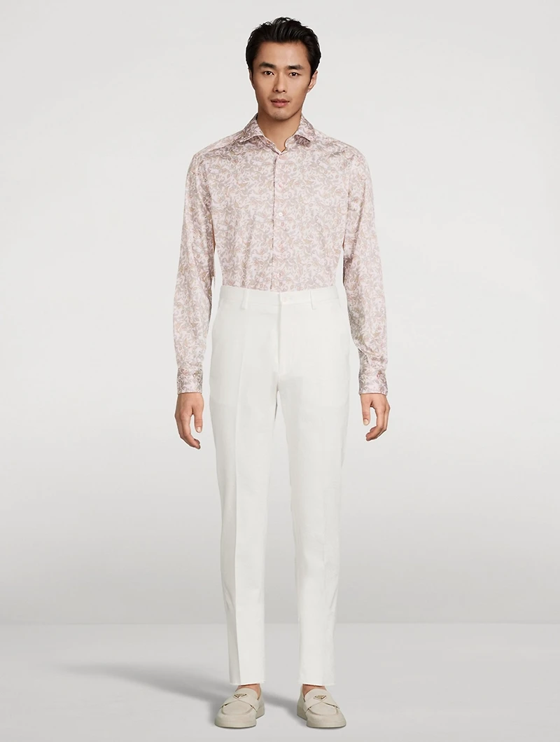 Foliage Jacquard Stretch Cotton Trousers