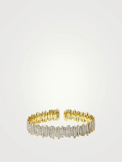 18K Gold Classic Milli Full Pavé Diamond Bangle Bracelet