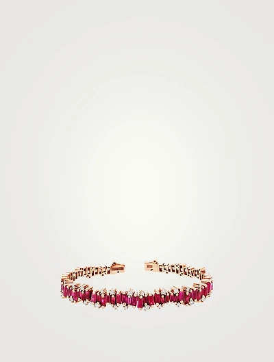 18K Rose Gold Shimmer Audrey Ruby Bangle Bracelet