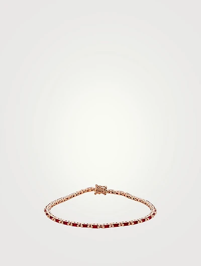 18K Rose Gold Linear Ruby Tennis Bracelet