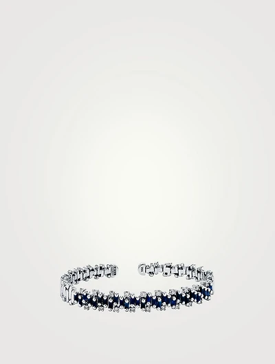 18K White Gold Shimmer Aurora Sapphire Bangle Bracelet