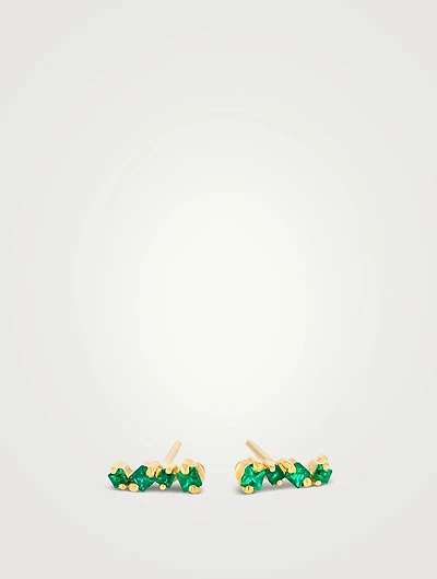 18K Gold Golden Age Emerald Mini Stud Earrings
