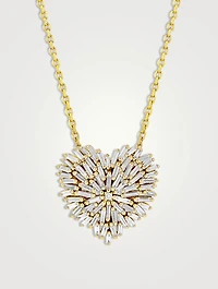 18K Gold Classic Diamond Medium Heart Pendant Necklace