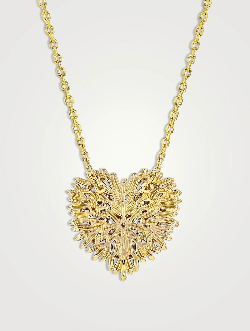 18K Gold Classic Diamond Medium Heart Pendant Necklace