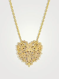 18K Gold Classic Diamond Medium Heart Pendant Necklace